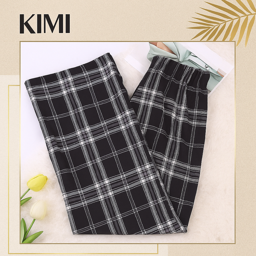 ✨ Korean Style Plaid Pants for Women – Lightweight Comfort with Trendy Streetwear Vibe
