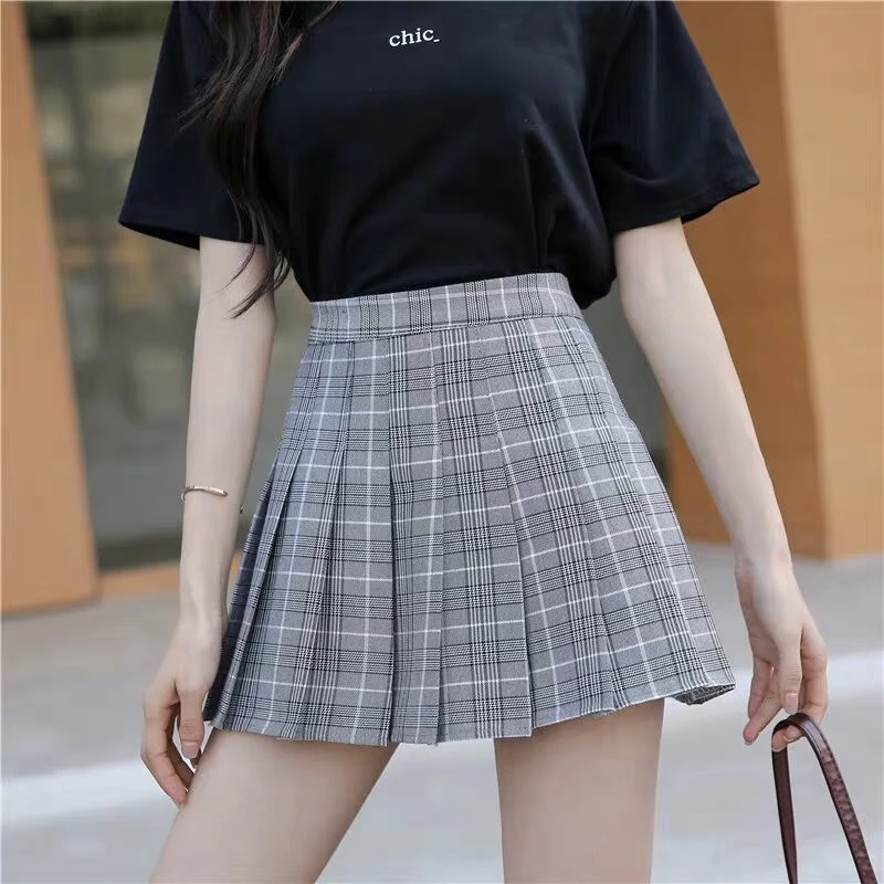 Plaid Pleated Mini Skirt – Korean High Waist Skirt