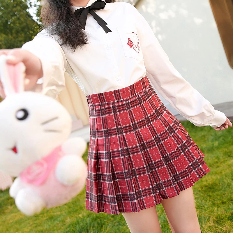 Plaid Pleated Mini Skirt – Korean High Waist Skirt