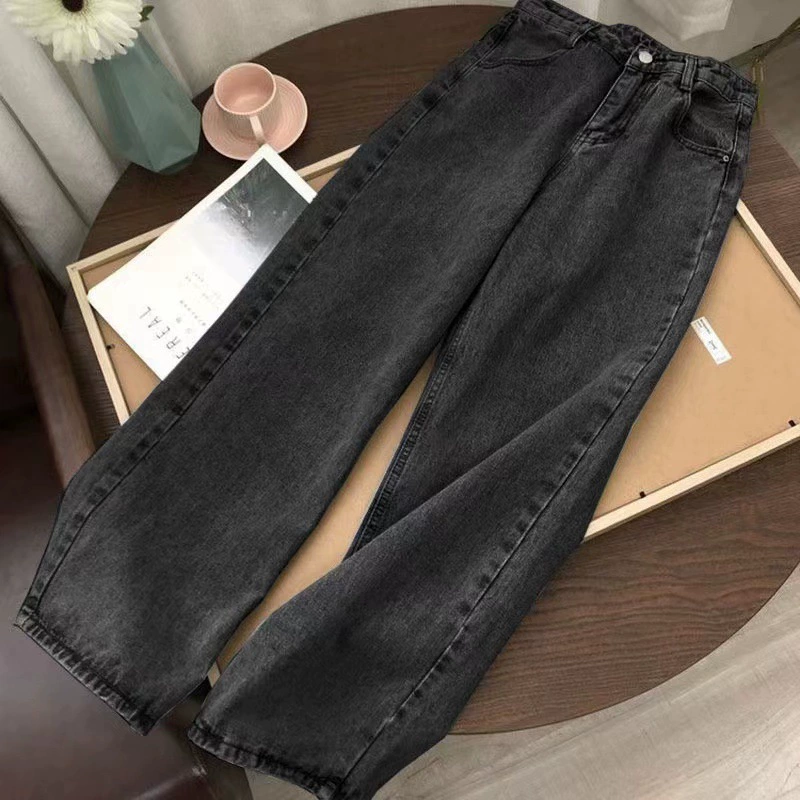 High-Waist Straight-Leg Jeans – Korean Casual Fit Denim