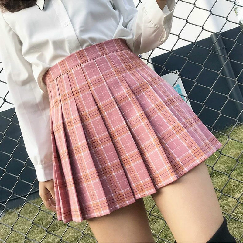 Plaid Pleated Mini Skirt – Korean High Waist Skirt