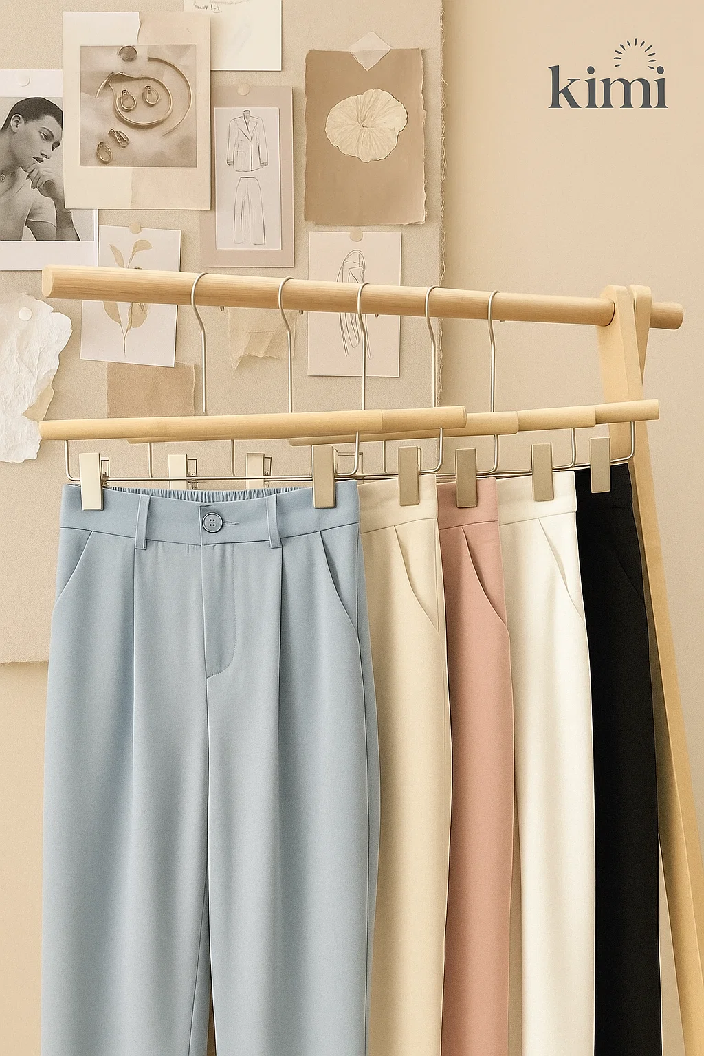 High-waist stretchable pants for women – soft wrinkle-free polyester by KIMI