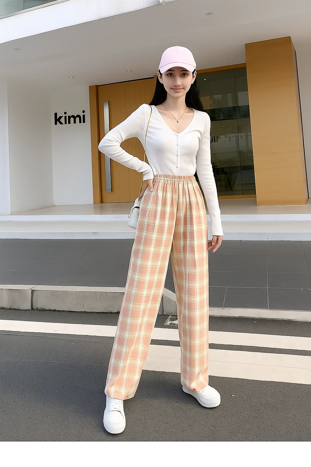 ✨ Korean Style Plaid Pants for Women – Lightweight Comfort with Trendy Streetwear Vibe