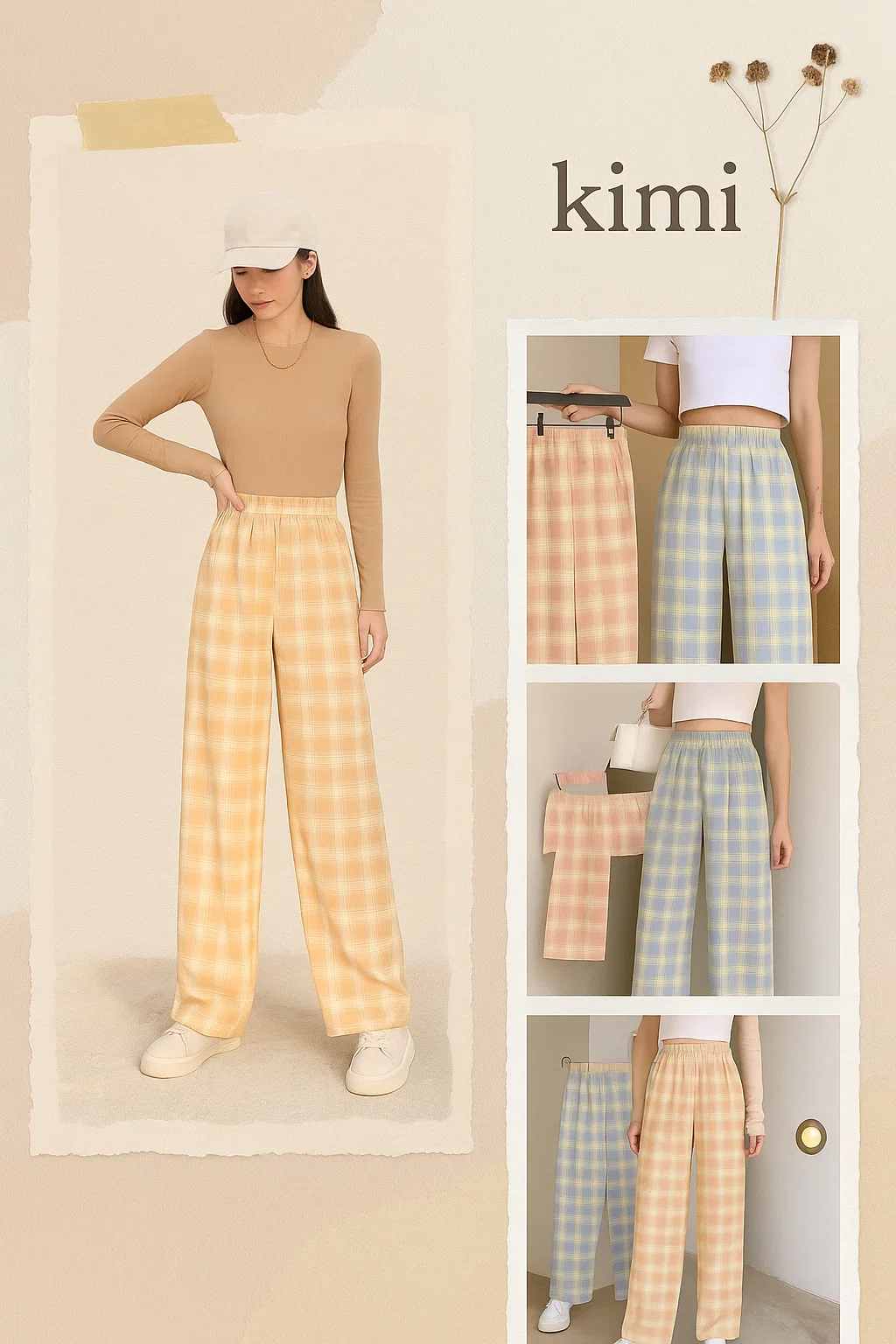 ✨ Korean Style Plaid Pants for Women – Lightweight Comfort with Trendy Streetwear Vibe