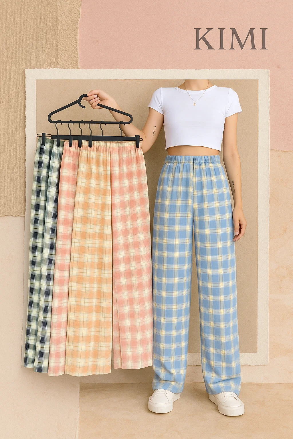 ✨ Korean Style Plaid Pants for Women – Lightweight Comfort with Trendy Streetwear Vibe