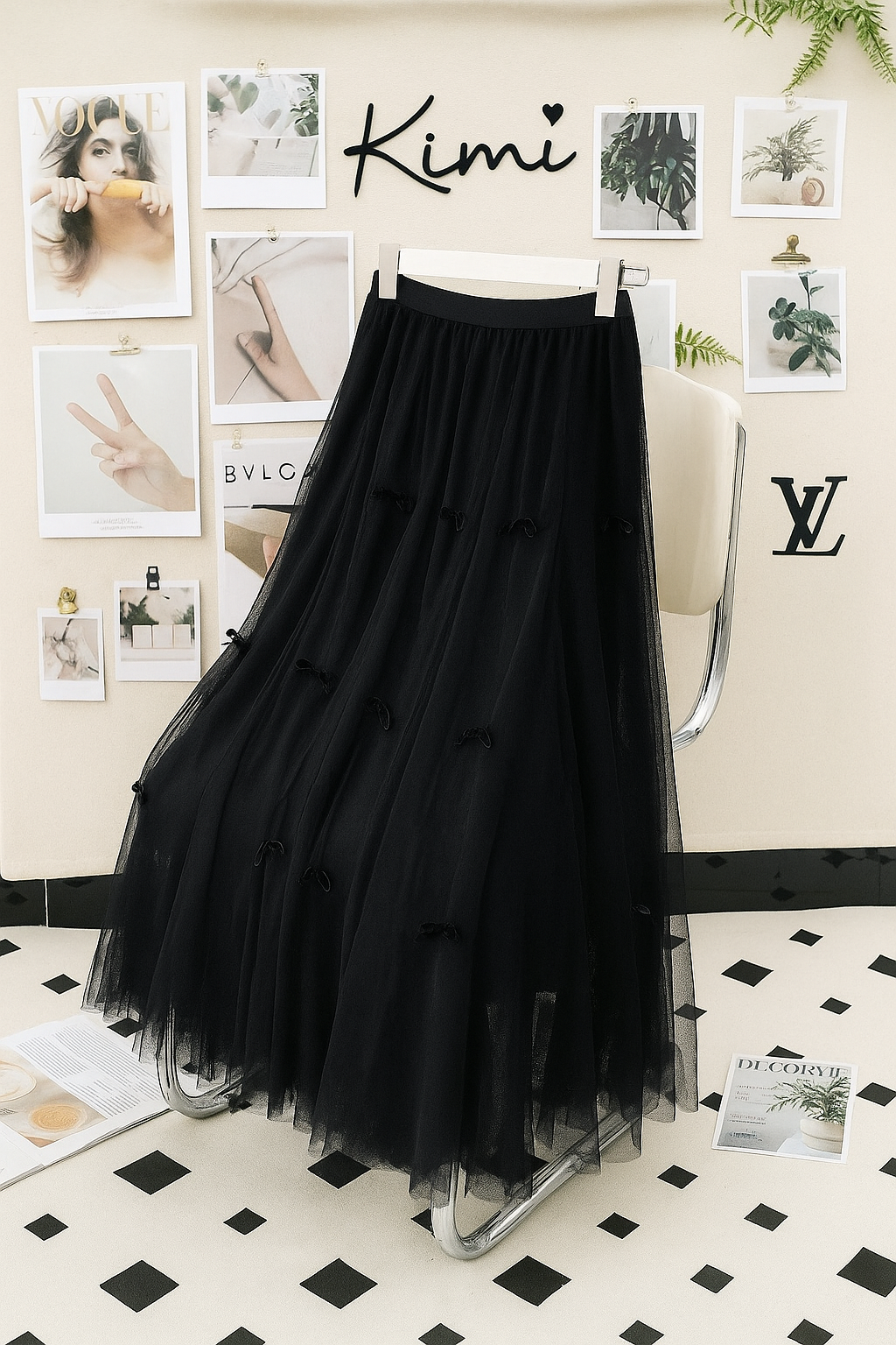 Autumn a-line skirt Bow Skirt – A-Line Mesh Umbrella Skirt for Spring