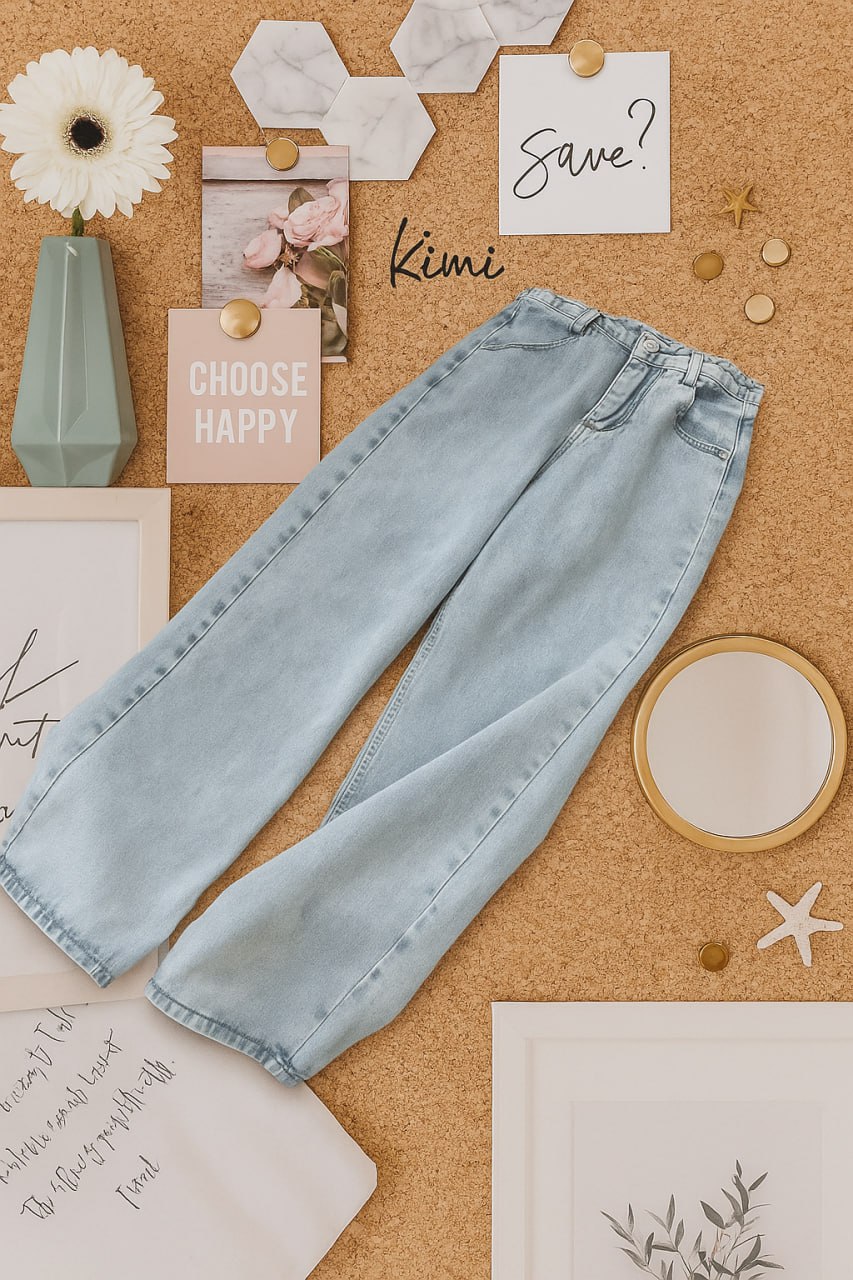 High-Waist Straight-Leg Jeans – Korean Casual Fit Denim