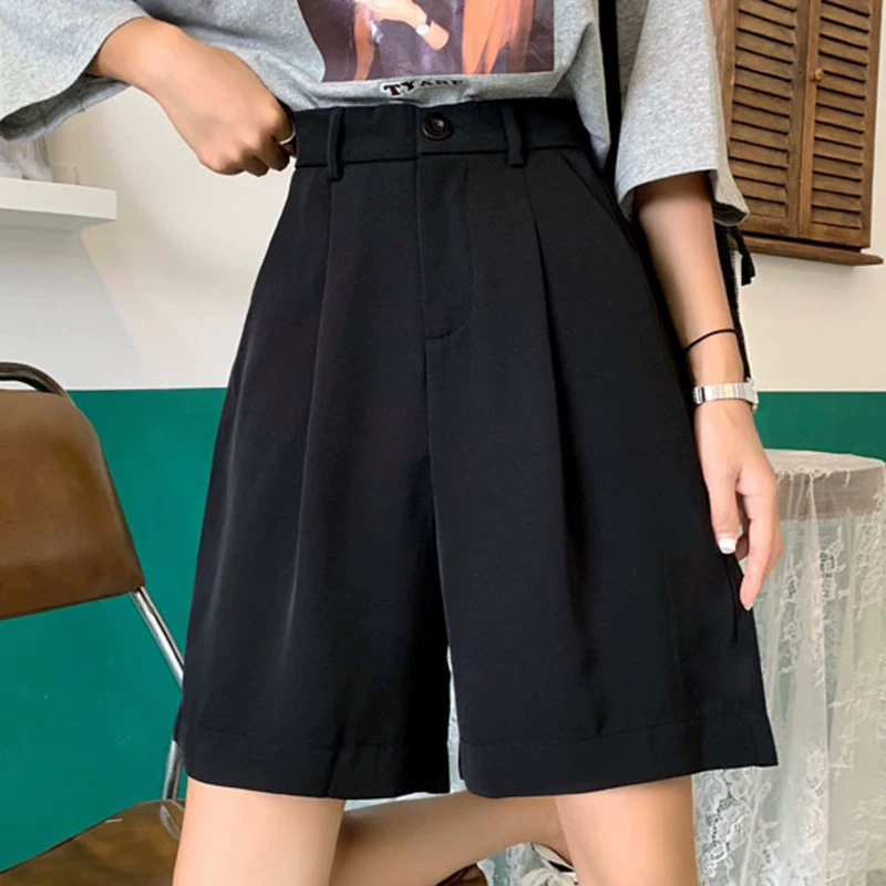High-Waist Wide-Leg Shorts – Korean Tailored Fit