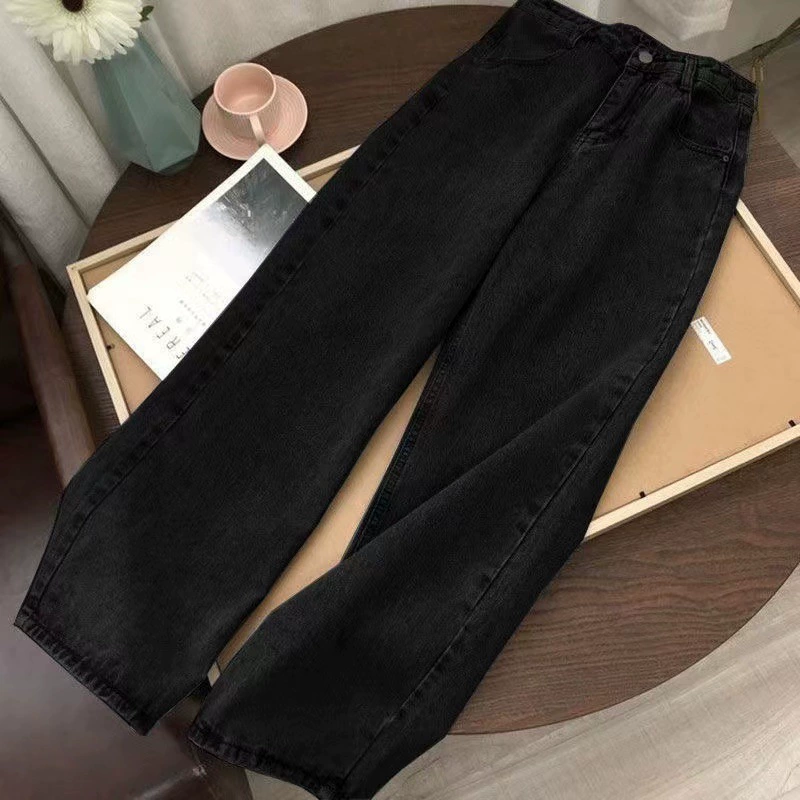 High-Waist Straight-Leg Jeans – Korean Casual Fit Denim