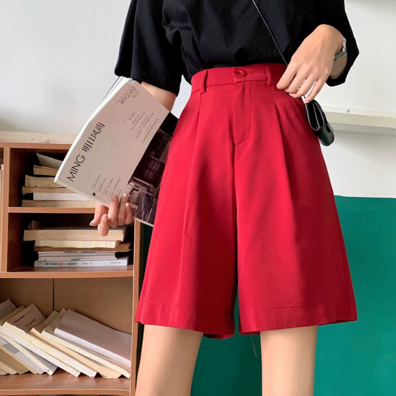 High-Waist Wide-Leg Shorts – Korean Tailored Fit