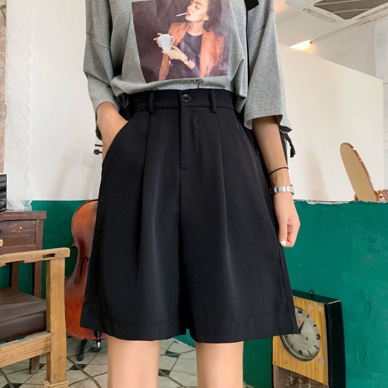 High-Waist Wide-Leg Shorts – Korean Tailored Fit